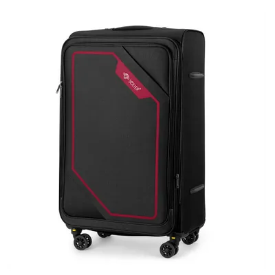 Średnia walizka miękka M 23" SOLIER SOFTFLEX 2240 czarno-czerwona