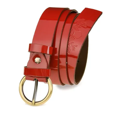Beltimore skórzany damski pasek czarny 2,5 cm czerwony A63 : Kolory - czerwony, Rozmiar pasków - r.110-125 cm