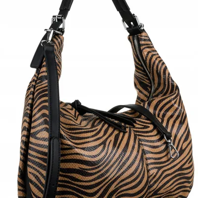 Miękka torebka Bestini 20098 brązowa zebra