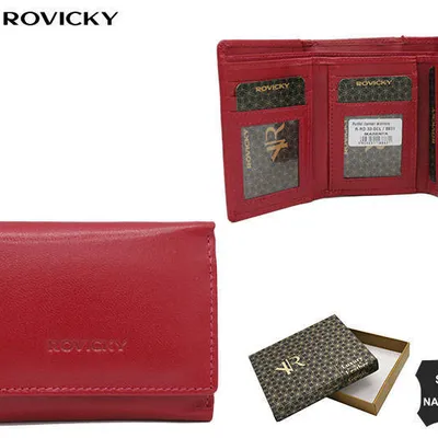 Portfel skórzany Rovicky R-RD-33-GCL malinowy