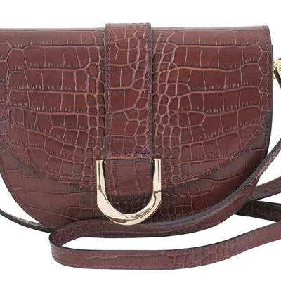 Listonoszka skórzana croco BARBERINI'S 971-6 brązowa