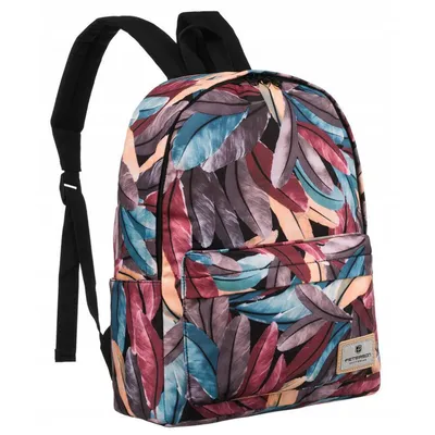 Plecak damski Peterson PTN 79904 pióra print