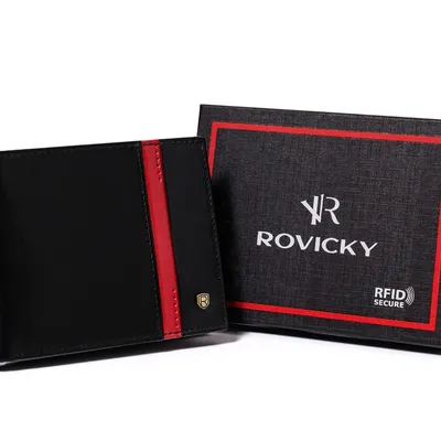 Portfel skórzany Rovicky N992-RVTP Black+R czarny