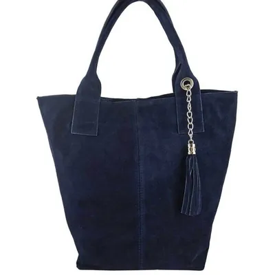 Shopper bag skórzany BARBERINI'S granatowy 375/8-4