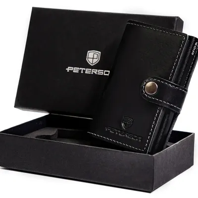 Skórzany portfel męski Peterson czarny PTN 171714101 BLACK