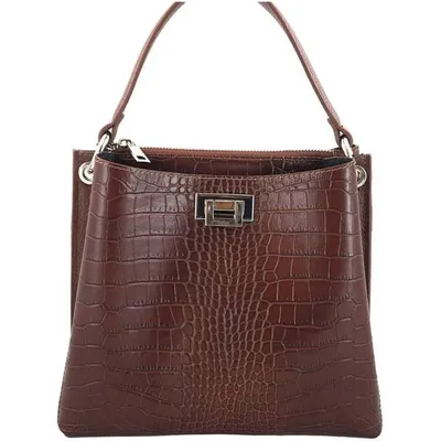 Listonoszka skórzana BARBERINI'S croco brązowa 795/1-6