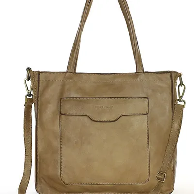 Torba shopper beżowa z kieszeniami skóra naturalna – MARCO MAZZINI