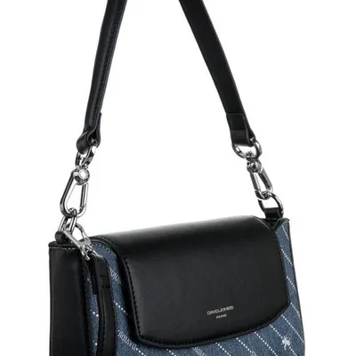 Listonoszka czarna z jeansowym obszyciem David Jones CH21051 BLUE JEANS