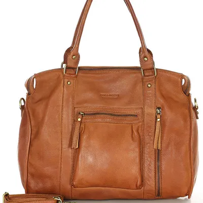 Shopper vintage MARCO MAZZINI brąz camel vs114b