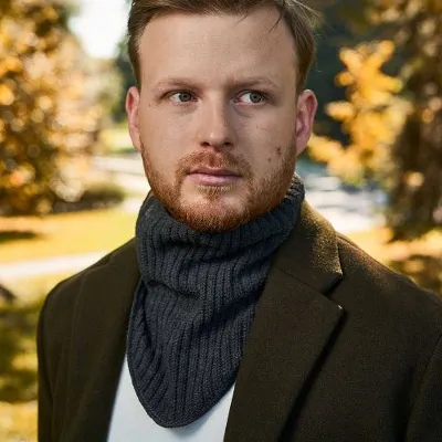 Ciepły komin zimowy z polarem brødrene k1 c. szary 9911