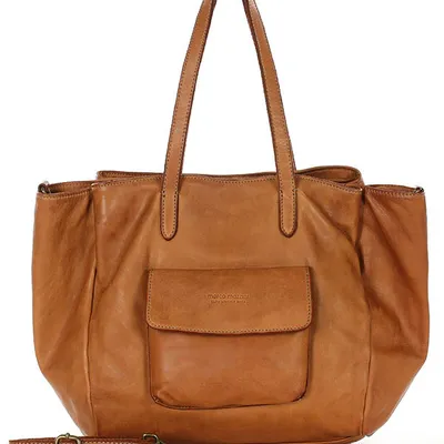 Shopperka skórzana MARCO MAZZINI brąz camel v246a