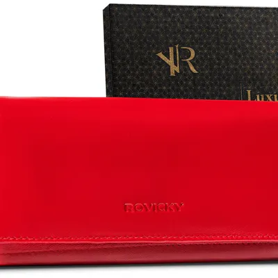 Portfel skórzany Rovicky R-RD-35-GCL Red czerwony