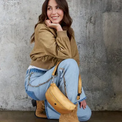 Saszetka skórzana nerka Peterson PTN 28301-SD żółta