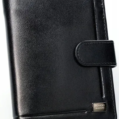 Portfel skórzany Rovicky czarny PC-101L-BAR BLACK