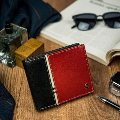 Portfel męski czarno-czerwony Rovicky 324-RBA-D BLACK-RED