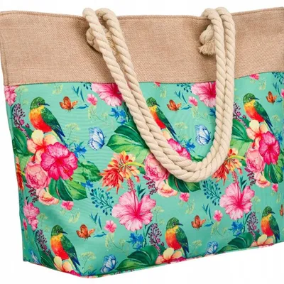 Plażowa shopperka damska 2019 j. zielona print
