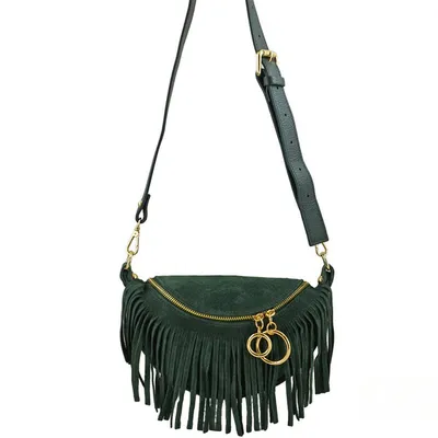 Saszetka zamszowa boho BARBERINI'S 973-42 c. zielona