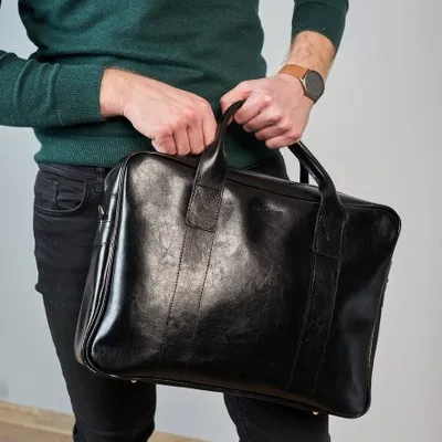Skórzana Torba na Laptopa Brødrene R01 Czarny