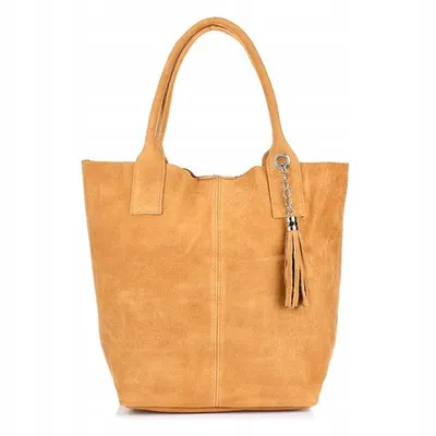 Shopperka camelowa skórzana T49