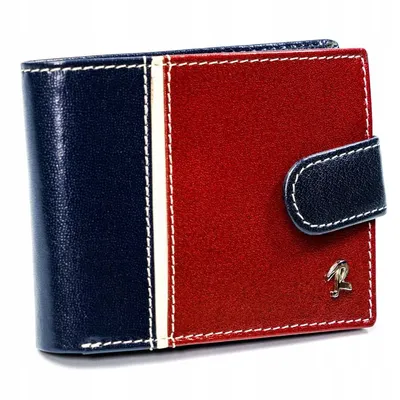 Portfel skórzany czerwono- granatowy Rovicky 324L-RBA-D NAVY-RED