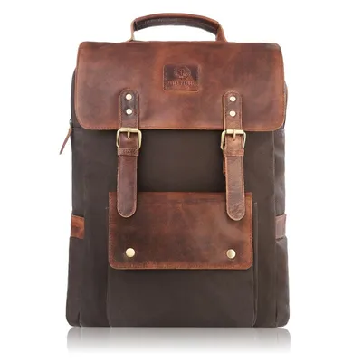 Plecak na laptopa vintage PAOLO PERUZZI SI-03-BR brązowy