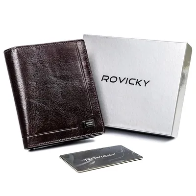 Portfel skórzany Rovicky PC-102-BAR brązowy