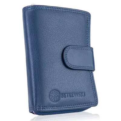 Portfel skórzany BETLEWSKI niebieski BPD-SS-19 BLUE