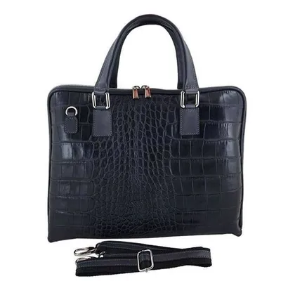 Torba na laptopa skórzana BARBERINI'S ciemnoszara 118/1-28