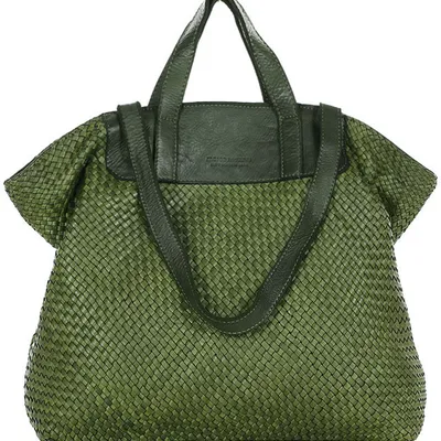 Pleciony shopper MARCO MAZZINI zielony militare v186c