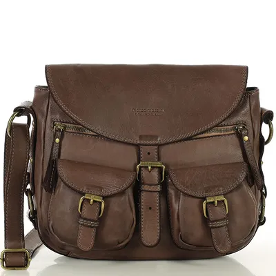 Listonoszka brązowa handmade MARCO MAZZINI v149e