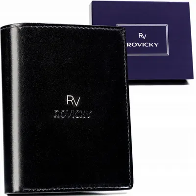 Portfel skórzany Rovicky RV-7680272-IL-BCA-44 czarny