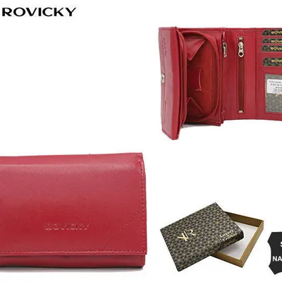 Portfel skórzany Rovicky R-RD-38-GCL malinowy