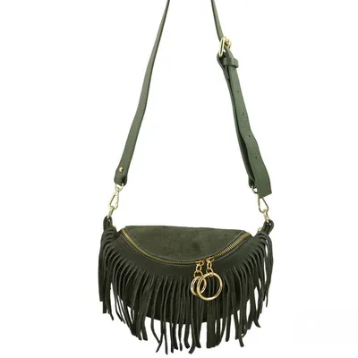 Saszetka zamszowa boho BARBERINI'S 973-38 zielona