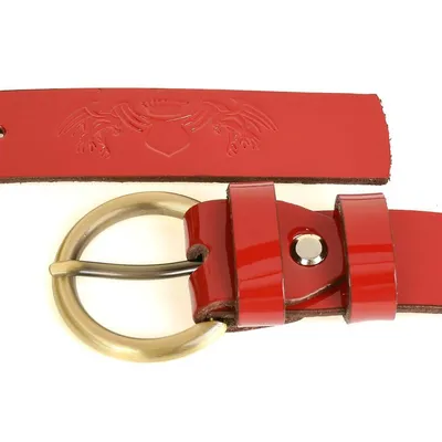 Beltimore skórzany damski pasek do spodni 3 cm czerwony A67 : Kolory - czerwony, Rozmiar pasków - r.80-95 cm