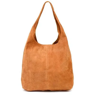 Shopperka camelowa skórzana N88