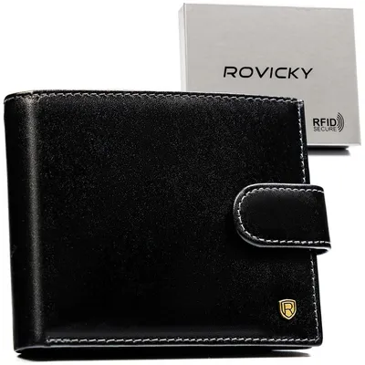 Portfel skórzany Rovicky N01L-RVT czarny