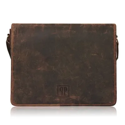 Torba skórzana na laptopa brązowa Paolo Peruzzi T-06-BR