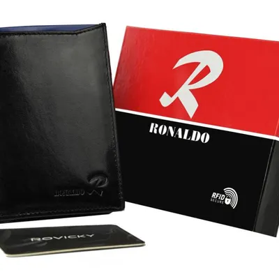 Klasyczny portfel czarny Ronaldo N4-VT BLACK-BLUE