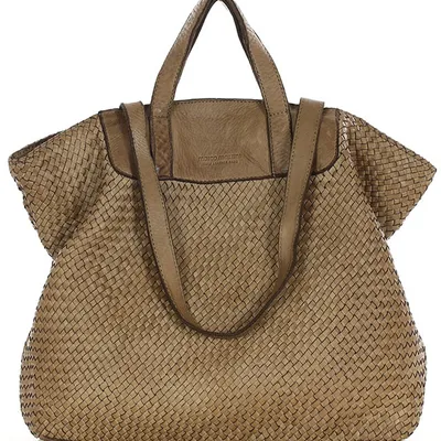 Pleciona shopperka MARCO MAZZINI beż taupe v186b
