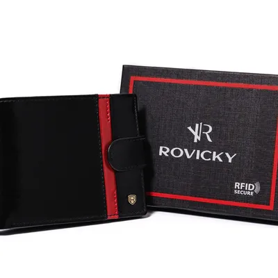 Portfel skórzany Rovicky N992L-RVTP Black+Red czarny