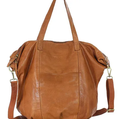 Shopper bag skórzany MARCO MAZZINI camelowy VS1b
