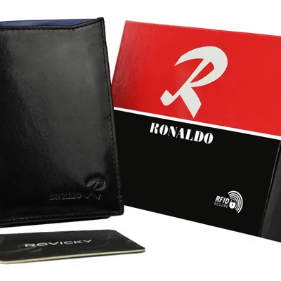 Portfel męski czarny z niebieską wstawką Ronaldo D1072-VT BLACK-BLUE