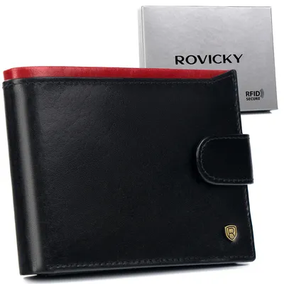 Portfel skórzany Rovicky N992L-RVT Black+Red czarny