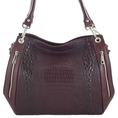 Shopperka skórzana BARBERINI'S bordowa 858-5
