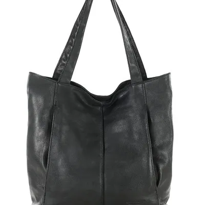 Miękka torba typu shopper skórzana na ramię - MARCO MAZZINI - czarny