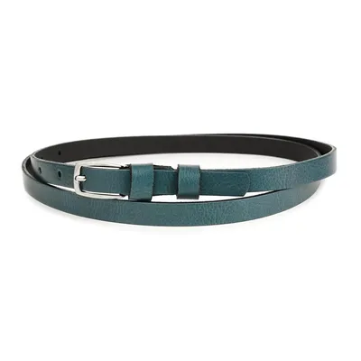 Pasek damski wąski solidny skórzany do sukienki morski S16 : Kolory - zielony, Rozmiar pasków - r.85-100 cm