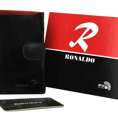 Portfel skórzany Ronaldo D1072L-VT BLACK-RED RF czarny