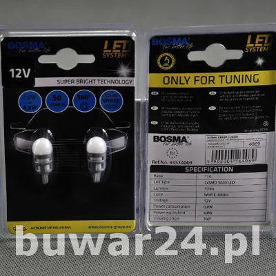 ŻARÓWKA /4069/12V LED 2xSMD T10 WHITE 2 szt