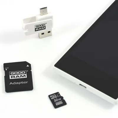 Karta pamięci z adapterem i czytnikiem kart GoodRam All in one M1A4-0320R12 (32GB; Class 10; Adapter, Czytnik kart MicroSDHC, Karta pamięci)