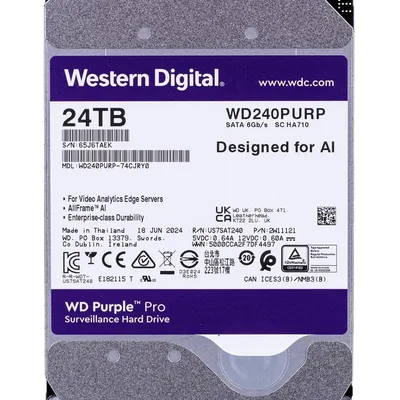 Dysk HDD WD Purple Pro WD240PURP (24 TB ; 3.5"; 512 MB; 7200 obr/min)